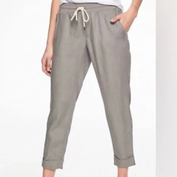 Athleta Bali Ankle Pant 100% Linen - Grey - Size 8 - Picture 1 of 11